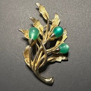 Emmons Gold and Green Floral Brooch 1950’s